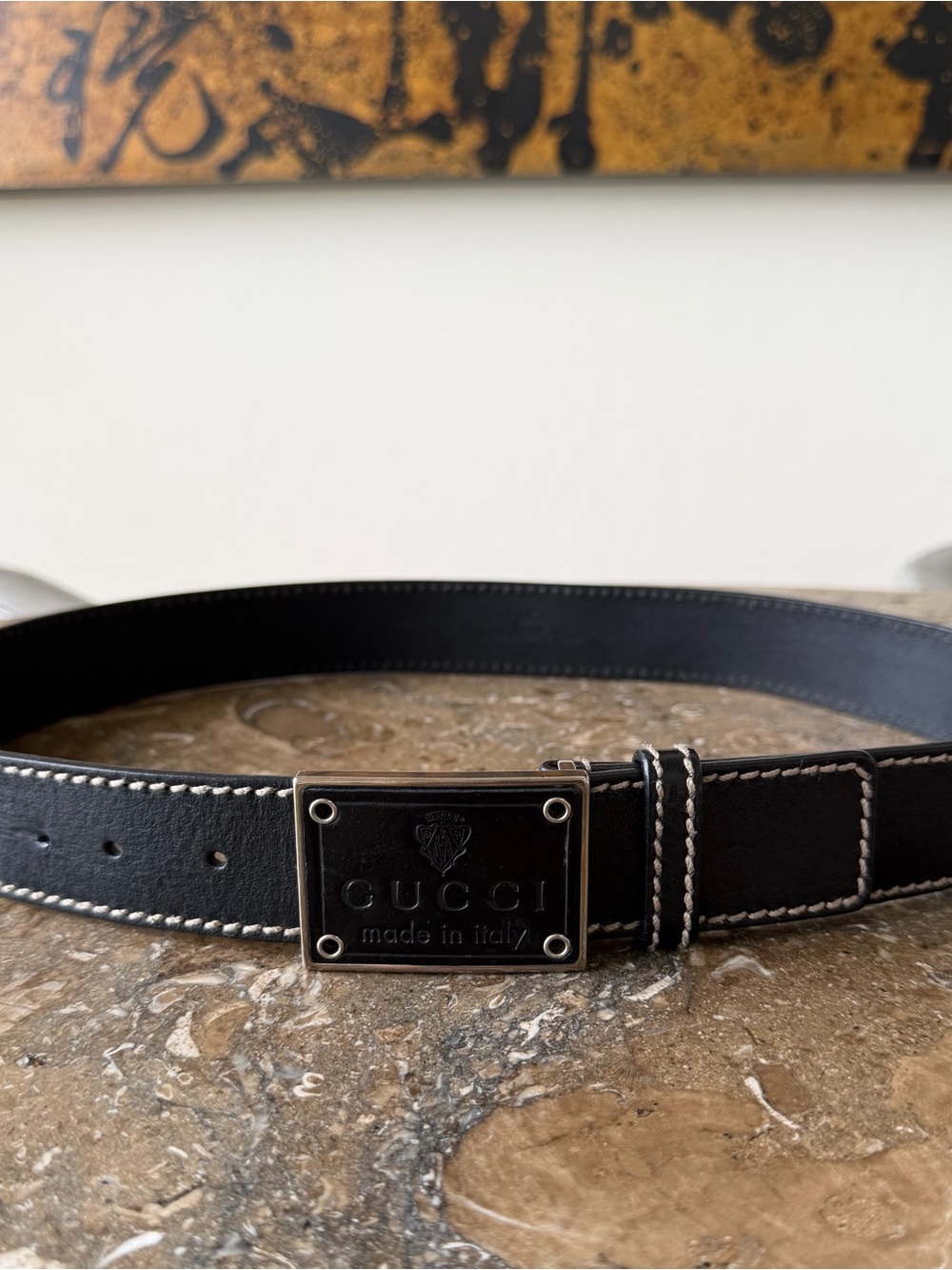 Gucci Black belt with contrast stitching